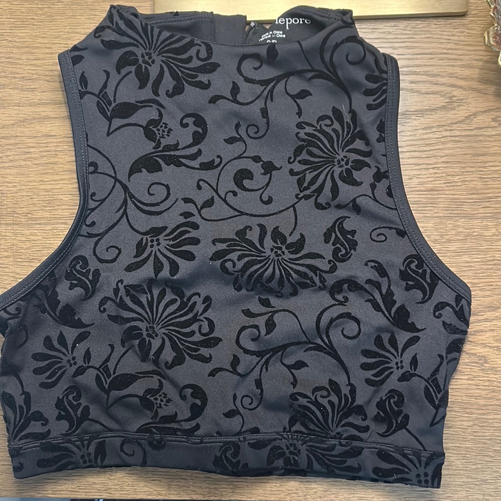 Nanette Lepore Black Velvet workout crop top